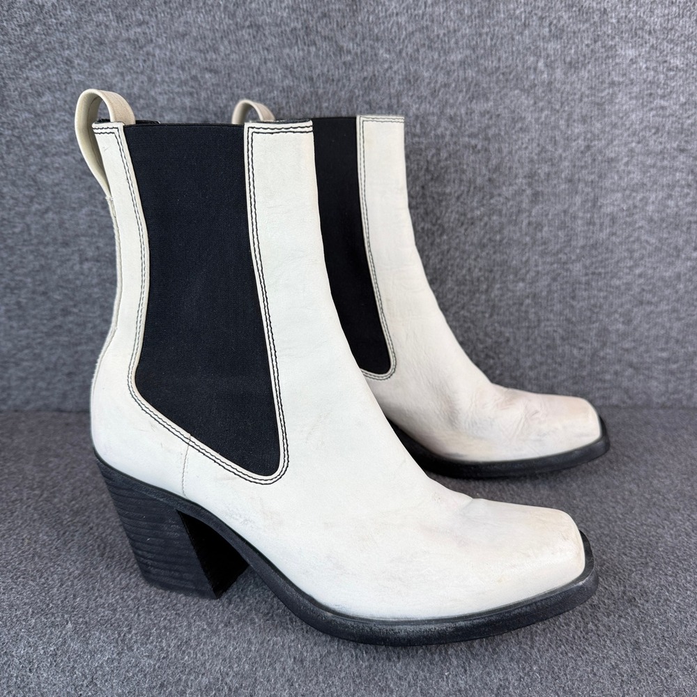 Rag & Bone Chelsea Ankle Boots Women 39|US9 Leather Square Toe Stacked Heel